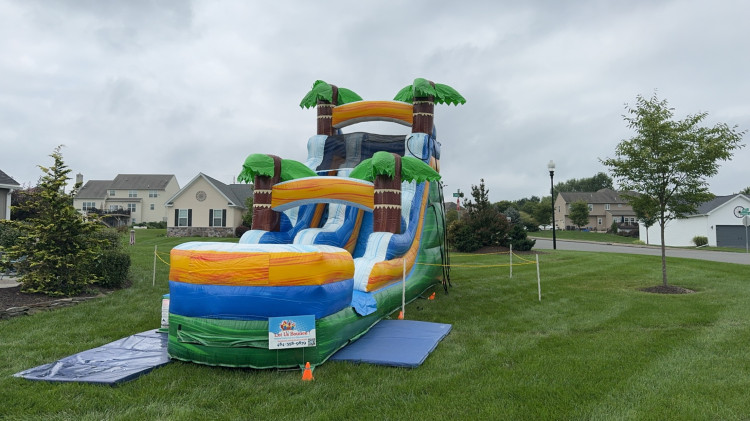 15' Tropical Green Marble with inflated pool